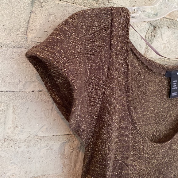 Vintage bronze flutter sleeve H&M sparkle tunic top. XS - Picture 6 of 9